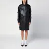 Valentino Black Leather Coat With Embroidery In Black