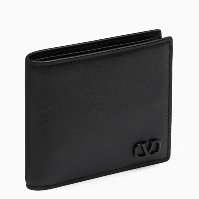Valentino Garavani Black Leather Continental Wallet With Vlogo Plaque