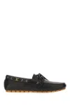 Valentino Garavani 'fastaway' Black Loafers With Vlogo Plaque And Decorative Laces With Logo In Leat In Nero