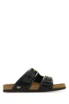 Valentino Fussfriend Leather Slides In Nerosigaro