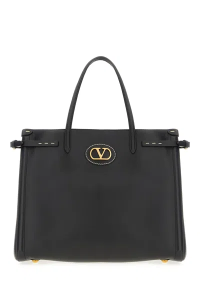 Valentino Garavani Black Leather Handbag In Nero