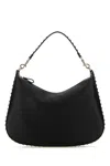 Valentino Garavani Black Leather Hobo Rockstud Shoulder Bag In Nero