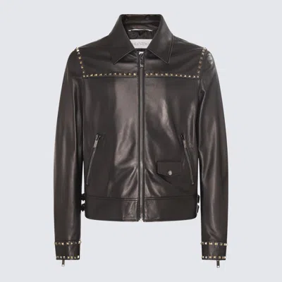 Valentino Rockstud-embellished Leather Jacket In Black