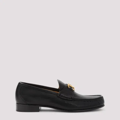 Valentino Garavani Signature Vlogo Leather Loafers In Black