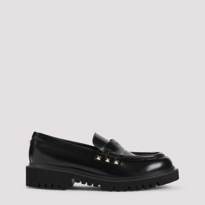 VALENTINO GARAVANI BLACK LEATHER LOAFERS