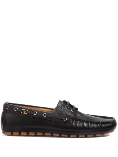 VALENTINO GARAVANI BLACK LEATHER LOAFERS
