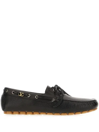 VALENTINO GARAVANI BLACK LEATHER LOAFERS