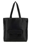 Valentino Black Leather Logo Shopping Bag In Black