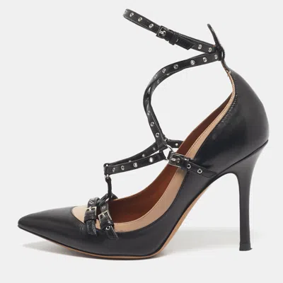 Pre-owned Valentino Garavani Black Leather Love Latch Pumps Size 36.5