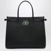 Valentino Garavani Black Leather Medium Antibes Tote Bag In Black