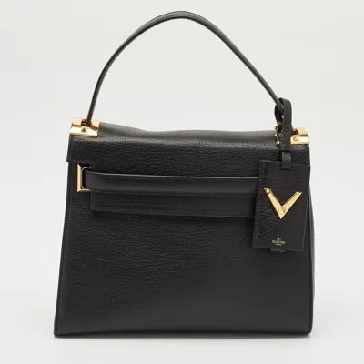 Pre-owned Valentino Garavani Black Leather Medium My Rockstud Top Handle Bag