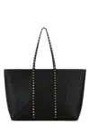 Valentino Garavani Black Leather Medium Rockstud Shopping Bag