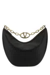 Valentino Black Leather Medium Hobo Vlogo Moon Shoulder Bag In Nero