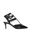 Valentino Black Leather Mid Heel Pumps In Black