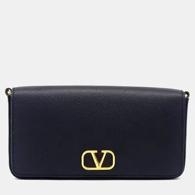 Pre-owned Valentino Garavani Black Leather Mini Crossbody Bag