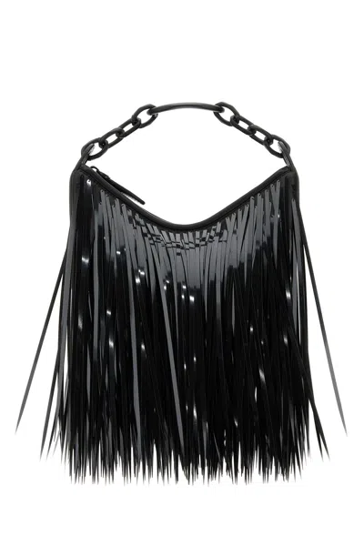Valentino Garavani Black Leather Mini Hobo Vlogo Moon Handbag