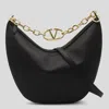 Valentino Black Leather Medium Hobo Vlogo Moon Shoulder Bag In Black