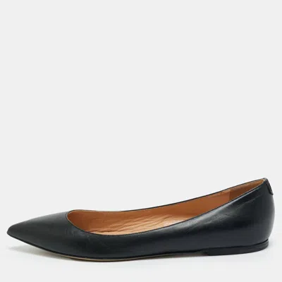 Pre-owned Valentino Garavani Black Leather One Stud Ballet Flats Size 38