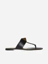 Valentino One Stud Leather Flat Sandals In Black
