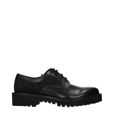 Valentino Garavani Black Leather Oxfords And Derbies