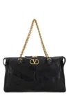 Valentino Black Leather Panthea Medium Shoulder Bag In Black