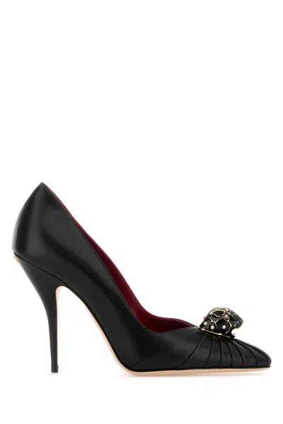 Valentino Garavani Pas De Chat 105 Embellished Gathered Textured-leather Pumps In Black