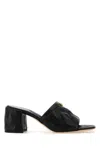 Valentino Black Leather Quiltie Mules In Nero