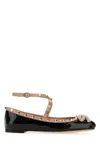 Shop Valentino Black Leather Rockstud Ballerinas