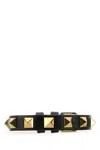 Valentino Rockstud Calf Leather Bracelet In Black