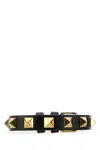 Valentino Black Leather Rockstud Bracelet