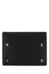 Valentino Leather Stud Embellished Card Holder