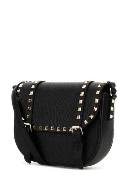 Valentino Garavani Black Leather Rockstud Crossbody Bag In Nero