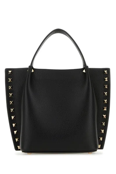 Valentino Garavani Black Leather Rockstud Handbag