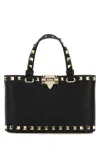 Valentino Mini Leather Rockstud Top-handle Bag In Black