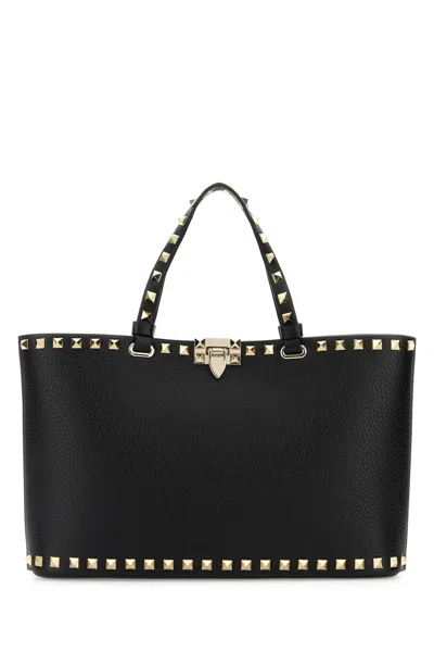 Valentino Garavani Black Leather Rockstud Handbag