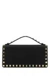 Valentino Rockstud Leather Wallet On Chain In Black