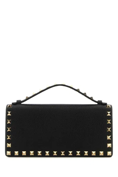 VALENTINO GARAVANI BLACK LEATHER ROCKSTUD HANDBAG