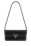 Valentino Rockstud Leather Shoulder Bag In Black