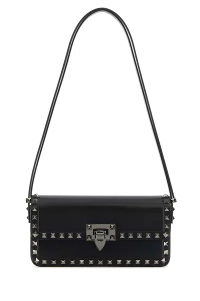 VALENTINO GARAVANI BLACK LEATHER ROCKSTUD SHOULDER BAG