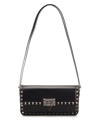 Valentino Garavani Black Leather Rockstud Shoulder Handbag For Women