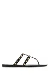 Valentino Rockstud T-strap Flat Slide Sandals