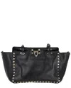 Valentino Black Leather Rockstud Trapeze Tote (authentic Pre-loved) In Black