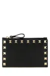 Valentino Rockstud Zipper Coin Card Holder In Black
