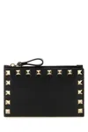 Valentino Rockstud Zipper Coin Card Holder In Black
