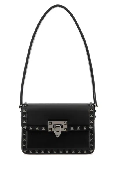 Valentino Garavani Women Black Leather Rockstud23 Shoulder Bag, Onesize Luxury Shoulder Bags For Women Darveys