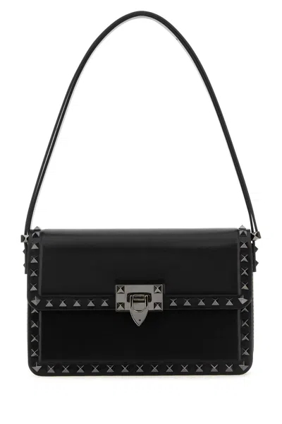 Valentino Garavani Rockstud Leather Shoulder Bag In Nero