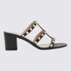 Valentino Garavani Rockstud Calfskin Leather Slide Sandal 60 Mm Woman Marine 39 In Black