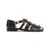 Valentino Garavani Valentino Black Leather Sandals With Decorative Metal Accents