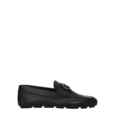 Valentino Garavani Black Leather Slip-on Loafers