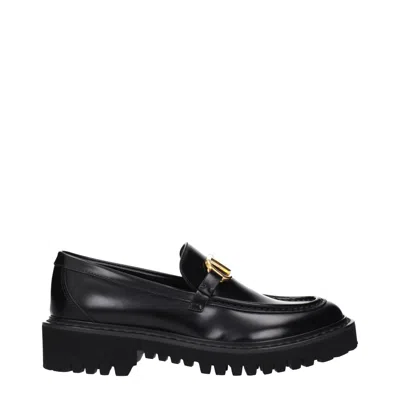 Valentino Garavani Black Leather Slip-on Loafers